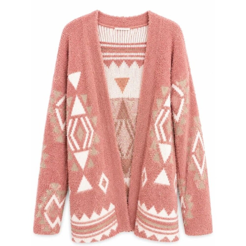 Blush Pink Super Soft Aztec Open Front Cardigan | Size Small
